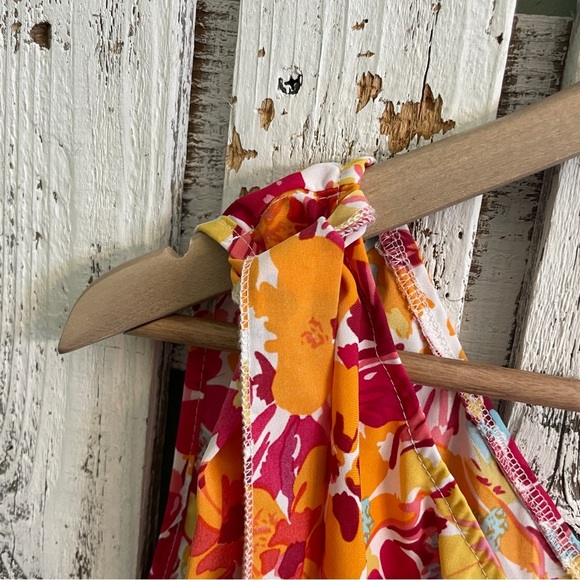 Gomorn Floral Print One Shoulder Top Size‎ XL Orange Red Boho Whimsical Cottage - Picture 4 of 9